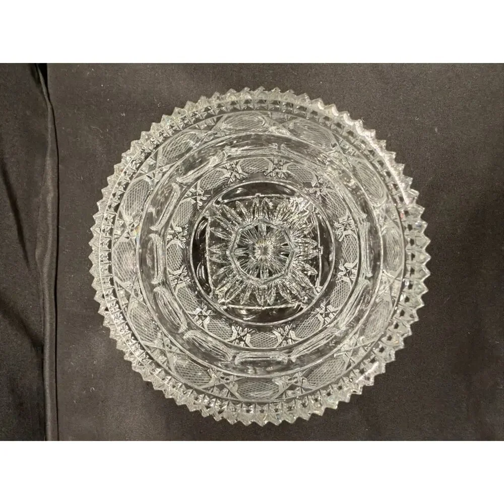 Vintage Bohemia Crystal Pedestal Candy Dish/ Centerpiece Dish square base 5.5